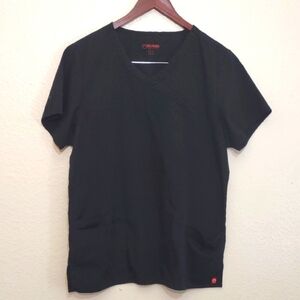 SLIGHTLY USED RED PANDA SCRUB TOP BLACK SIZE L POCKETS